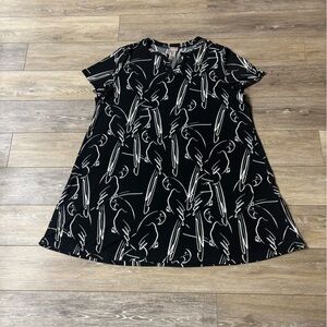 Chico’s Amazon Parrot Dress Sz 4 (XXL) Black White Vacation Beach Cruise Florida